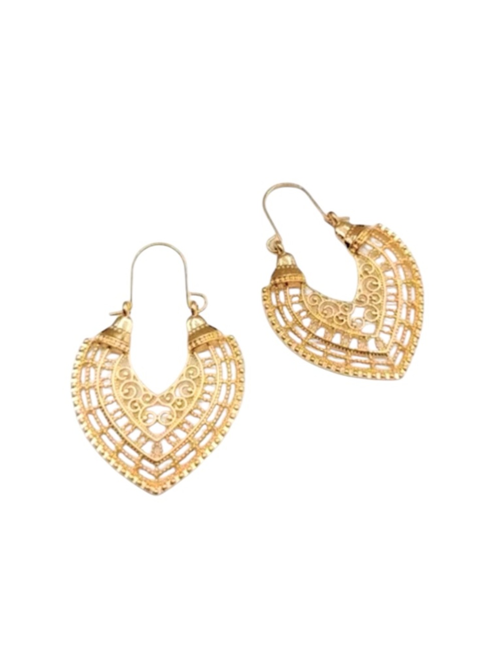 Boho Heart Shape Huggie Retro Statement Hoops